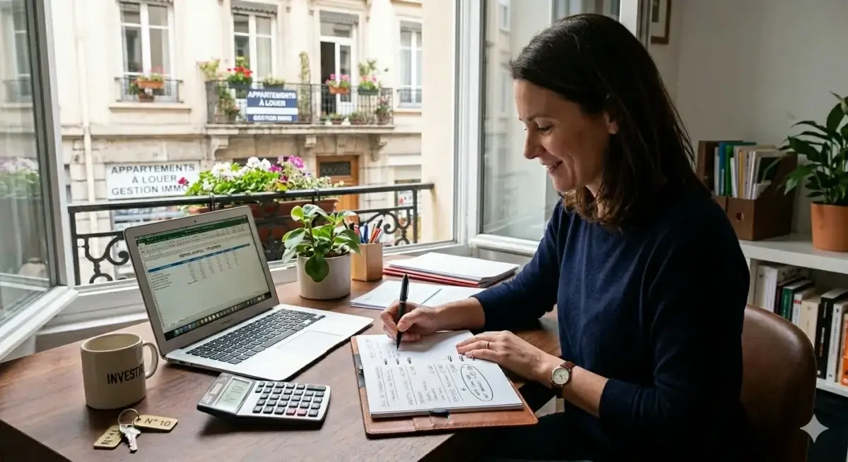 investisseuse immobilier calculant son cash flow