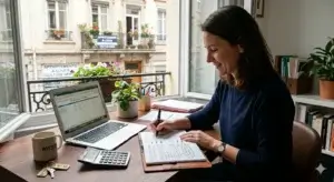 investisseuse immobilier calculant son cash flow